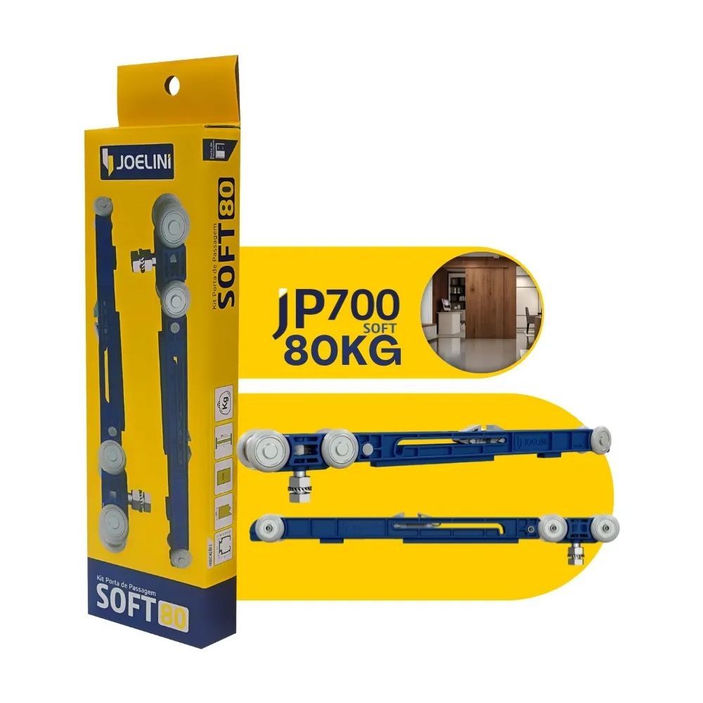 Kit Para Porta De Correr até 80kg Jp700 80 com Amort. Duplo