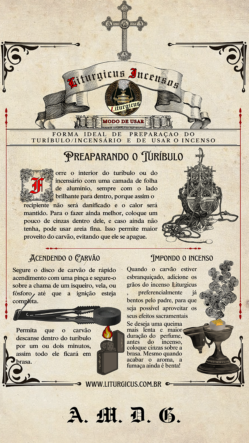 forma  ideal  de   preparaçao  do turíbulo/incensário  e  de  usar o incenso