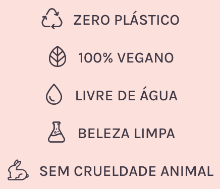 Zero plástico, 100% orgânico, livre de água, beleza limpa, sem crueldade animal