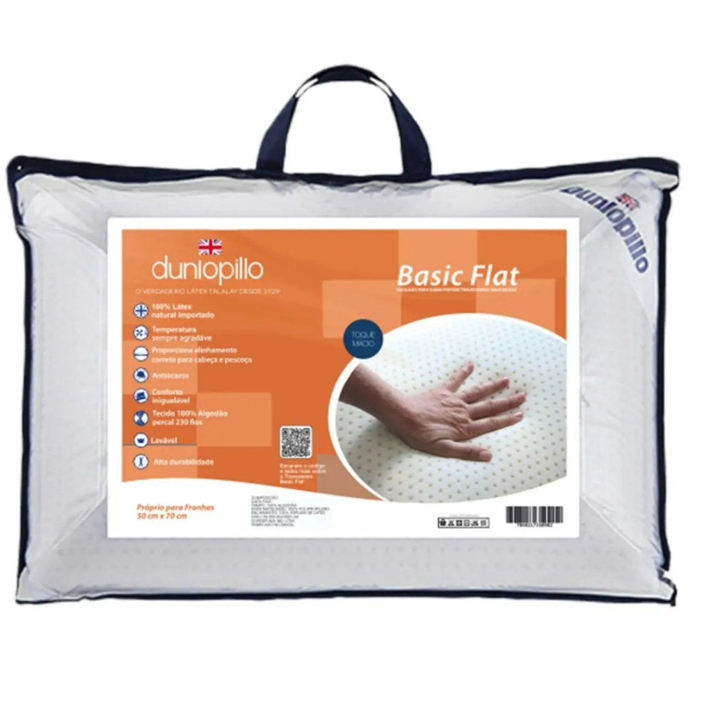 Travesseiro Latex Dunlopillo Basic Flat - Saúde Store