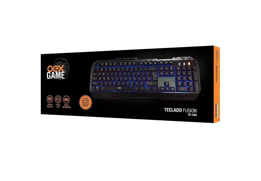 Teclado Gamer OEX USB Fusion, TC204, Antighost Led, ABNT2