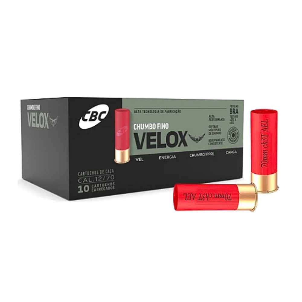 Municao 12/70 CBC Super Velox CH-3T - UN - Usina da Pesca