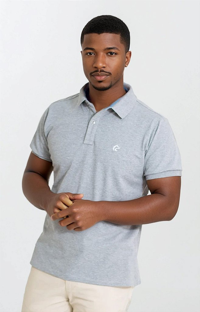 Camisa Polo Masculina Mescla Cinza – Estilo Urbano - MORI VEST