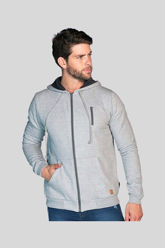 Blusa de Moletom Cinza: Conforto e Estilo com Capuz e Zíper