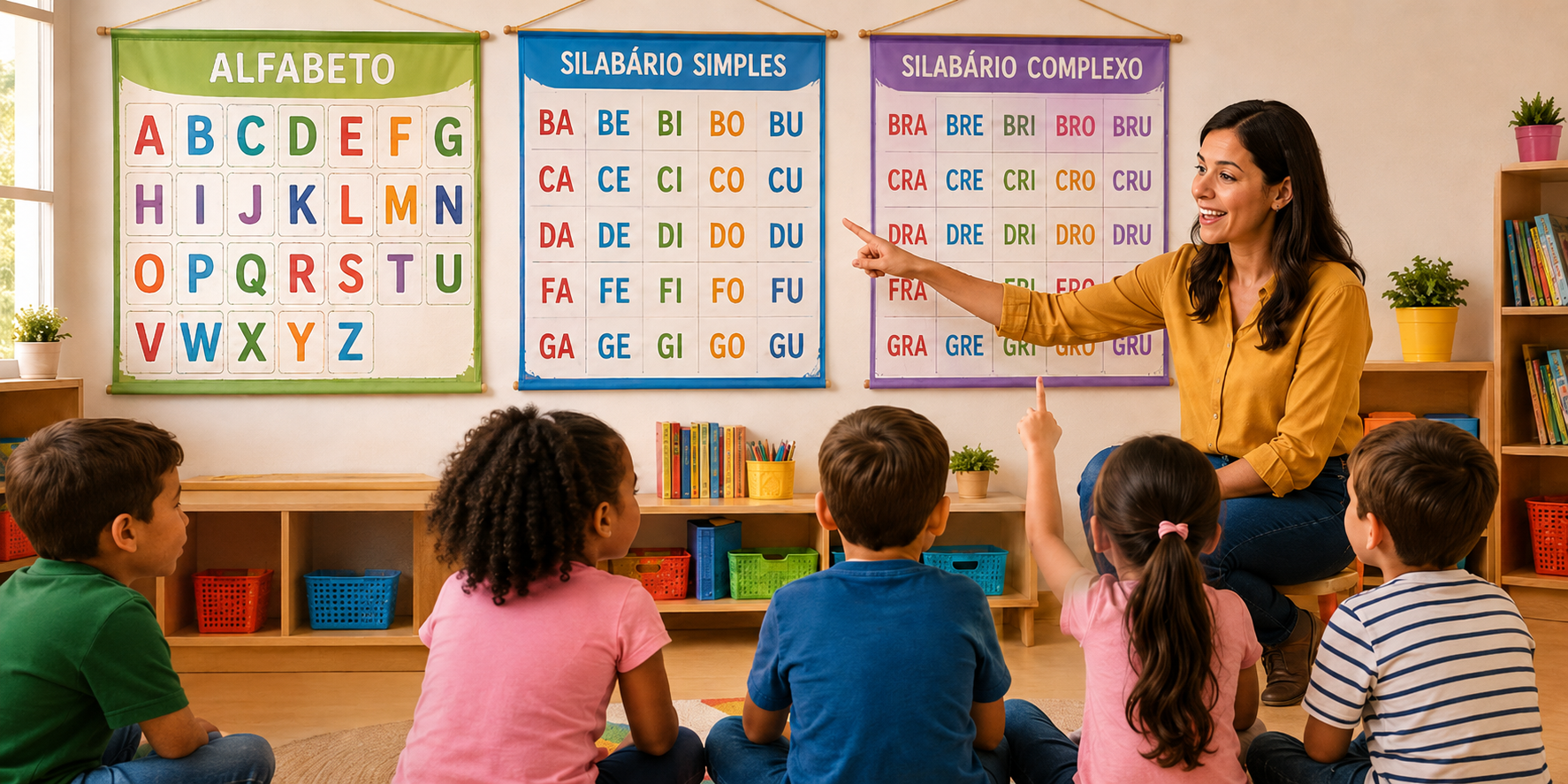 Banner de alfabeto e silabários para alfabetização