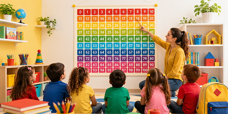 Banner educativo de números de 0 a 100