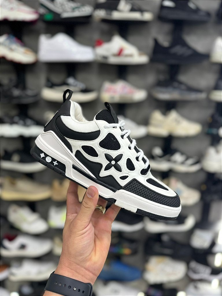 Tenis Louis Vuitton Skate Preto Branco Importado Outlet Any Tenis