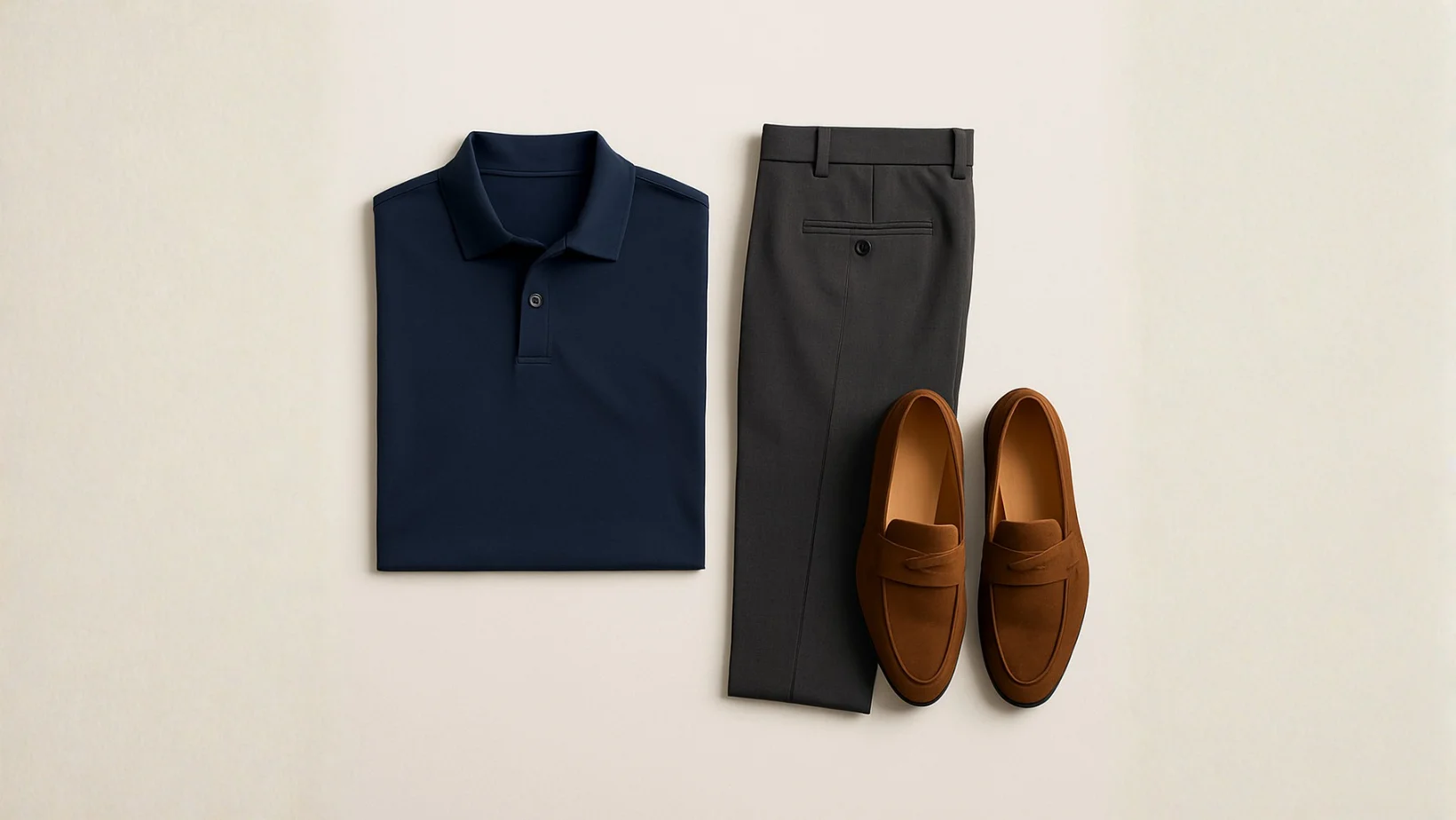 Alfaiataria leve + suedine marinho + loafer