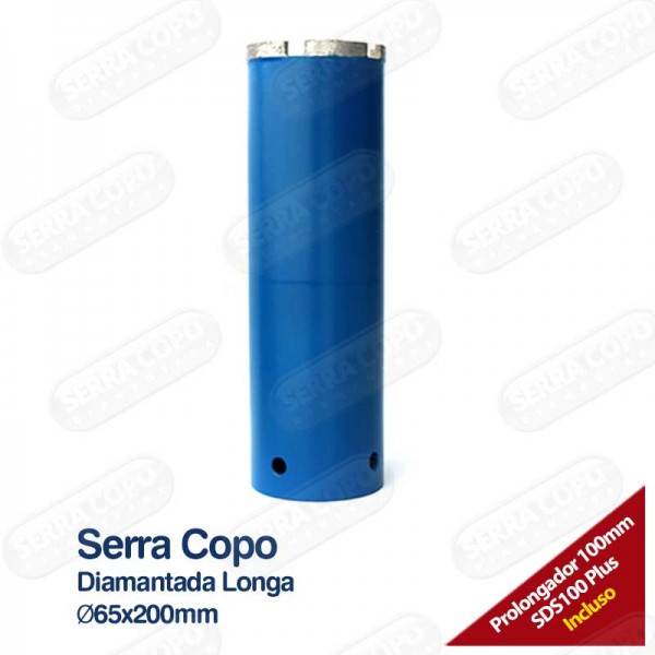 Serra Copo Diamantada Longa 65mm x 200 - BSC65/200 - Serra Copo