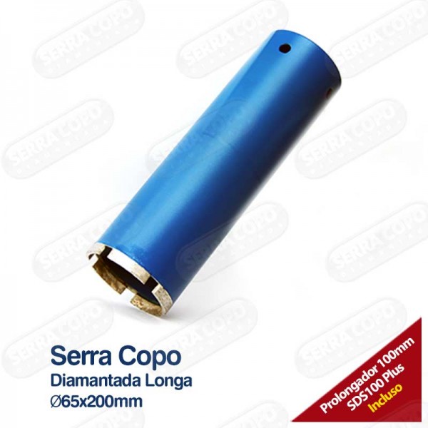 Serra Copo Diamantada Longa 65mm x 200 - BSC65/200 - Serra Copo
