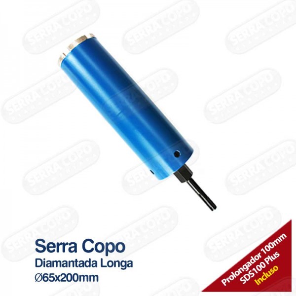 Serra Copo Diamantada Longa 65mm x 200 - BSC65/200 - Serra Copo