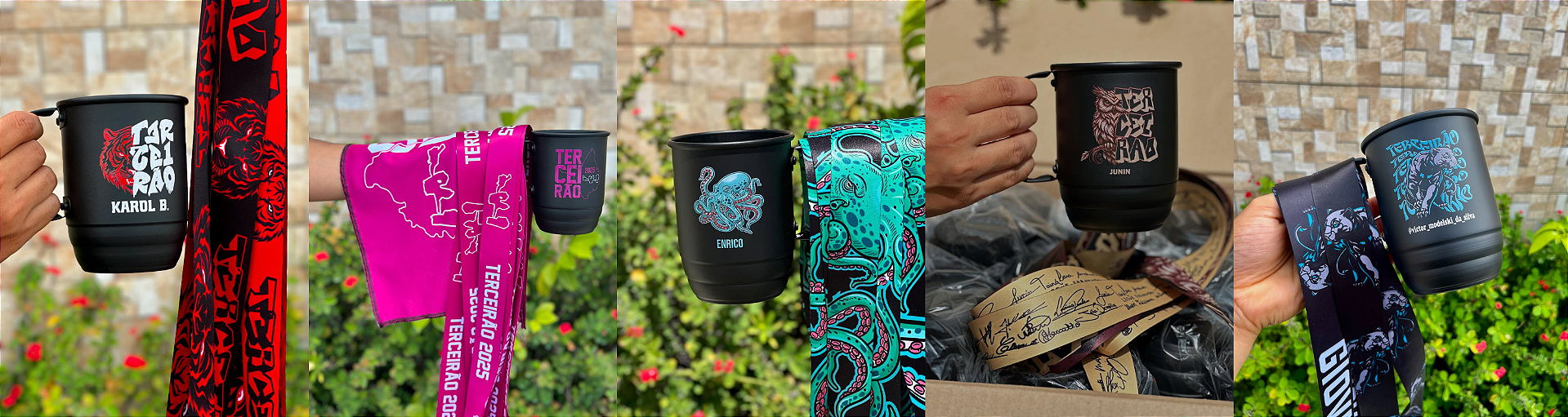 Capa do post com 5 modelos de canecas para formatura de terceirão, incluindo caneca de alumínio com tirante e caneca com assinaturas da turma.