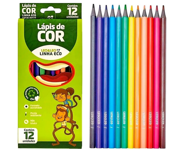 LAPIS 12 CORES RESINA SEXTAVADO FLEX ECOLOGICO UND LEOELEO