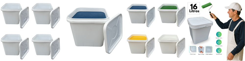 Balde Retangular 16L Reciclado com Tampa Lacre – Solução Industrial Resistente Nastripack
