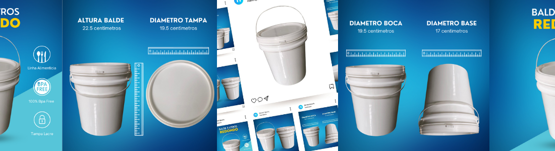 balde 5 litros com tampa lacre e alca plastica nastripack