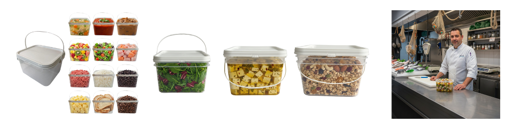 Balde Retangular Transparente 2,4 Litros com Tampa Lacre Nastripack: organização, segurança e apresentação profissional para alimentos