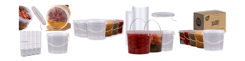 baldinho transparente com tampa para alimento