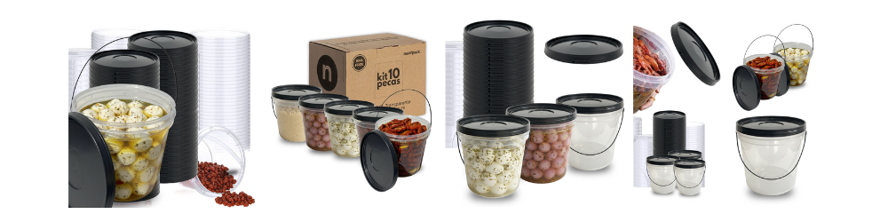 Balde 3.2 Litros com Tampa Preta e Alça Preta Nastripack