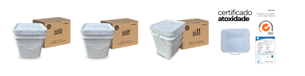 Balde para alimento retangular 16 litros
