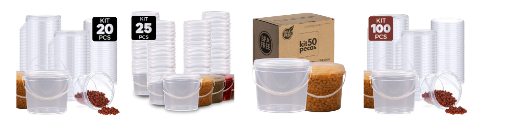 Balde transparente 3l com tampa transparente para alimento