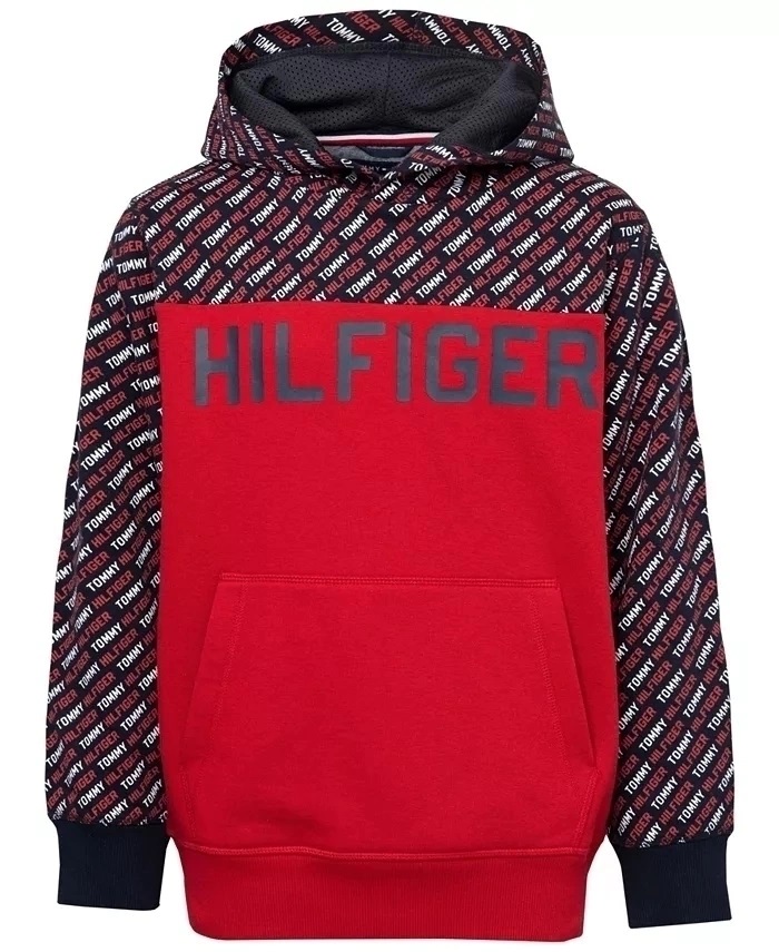 Blusa Tommy Hilfiger Infantil Casaco Moletom Vermelho e Azul