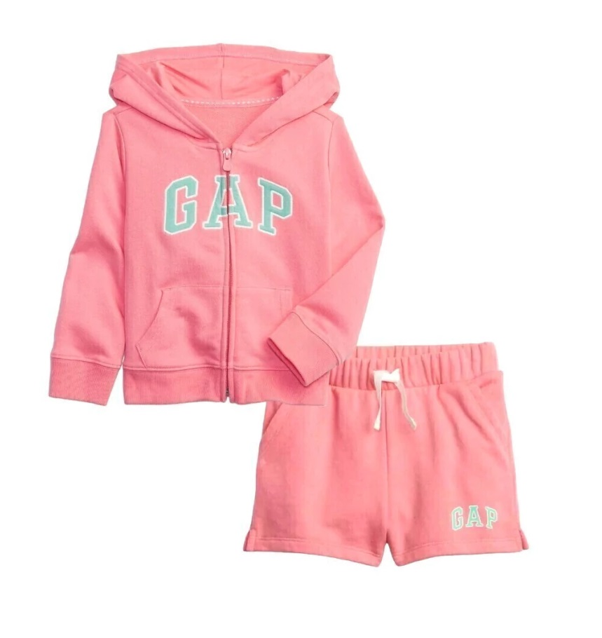 Conjunto GAP Moletom rosa c/ Bermuda Blusa Casaco Menina Shorts