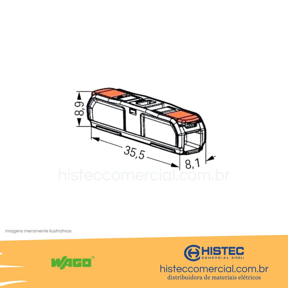 CONECTOR EMENDA WAGO 221-2411 2P RETA 0,5~4mm2 32A - Histec