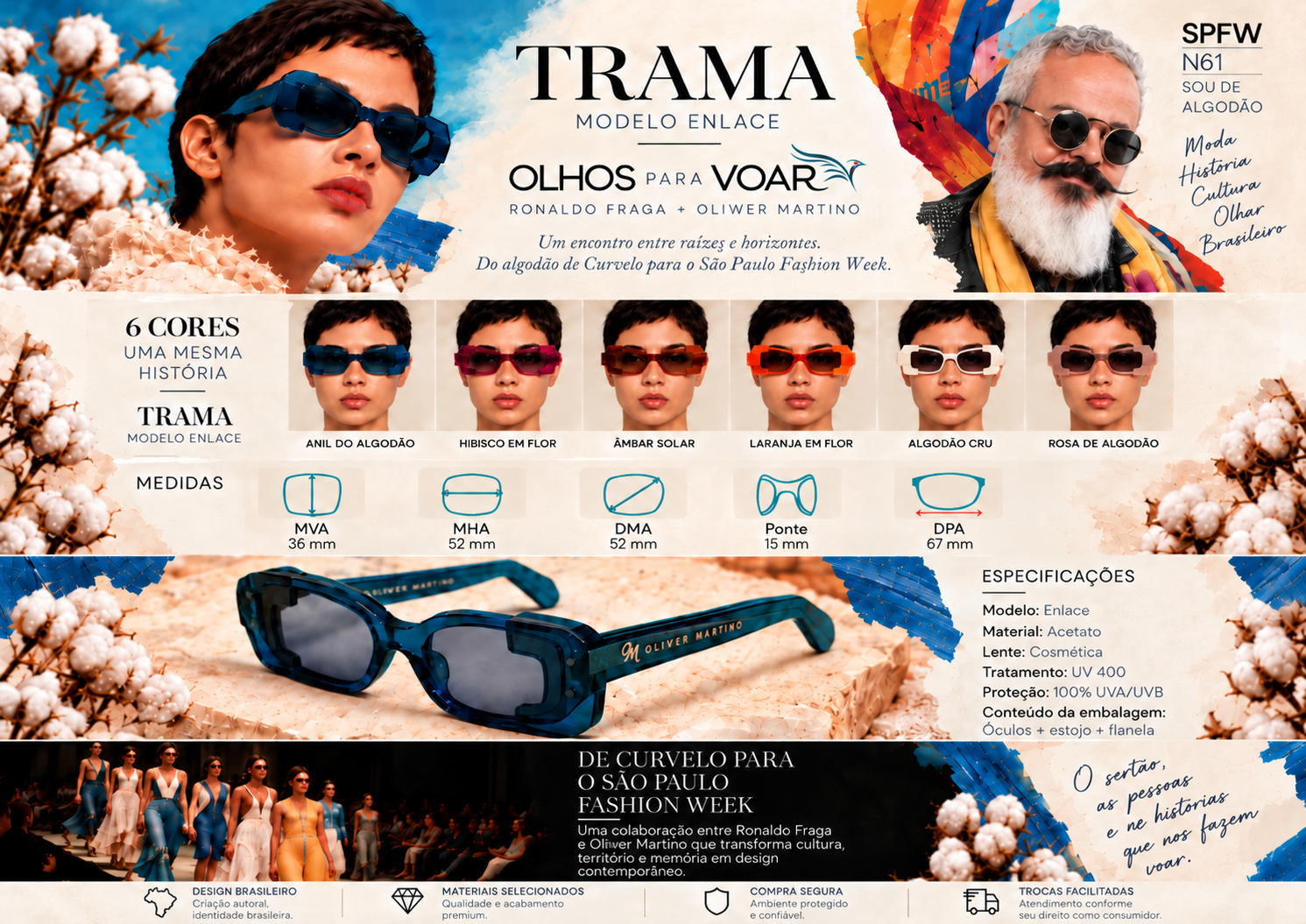TRAMA Modelo Enlace - Olhos para Voar - Ronaldo Fraga + Oliwer Martino