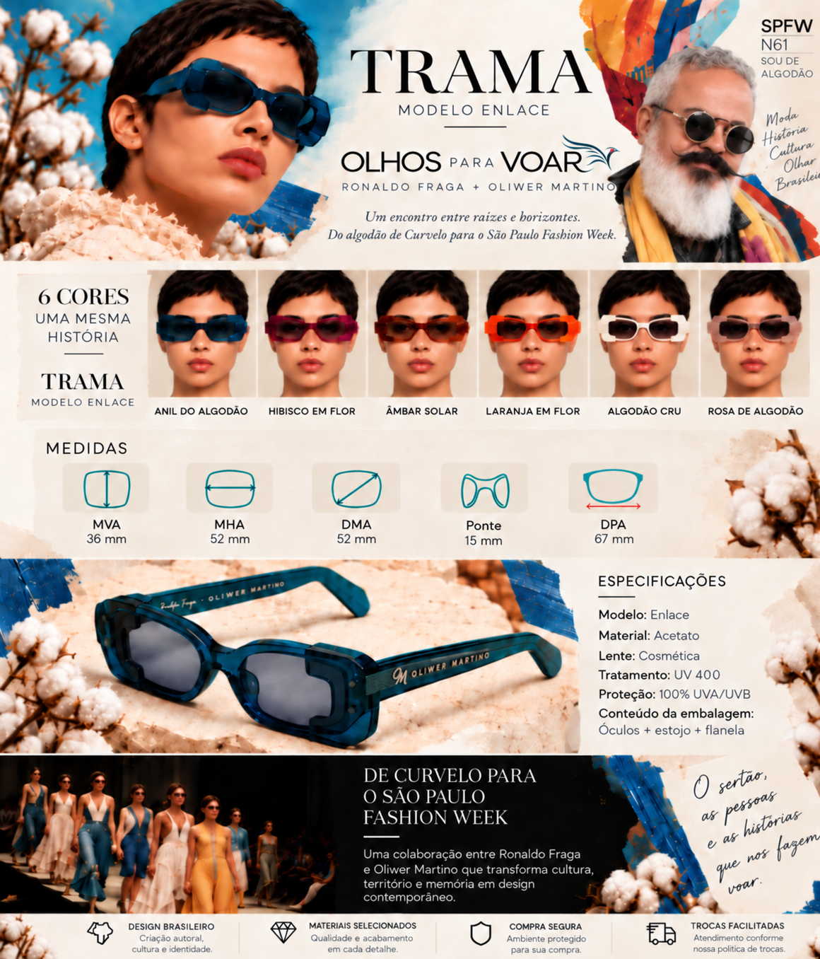 TRAMA Modelo Enlace - Olhos para Voar - Ronaldo Fraga + Oliwer Martino