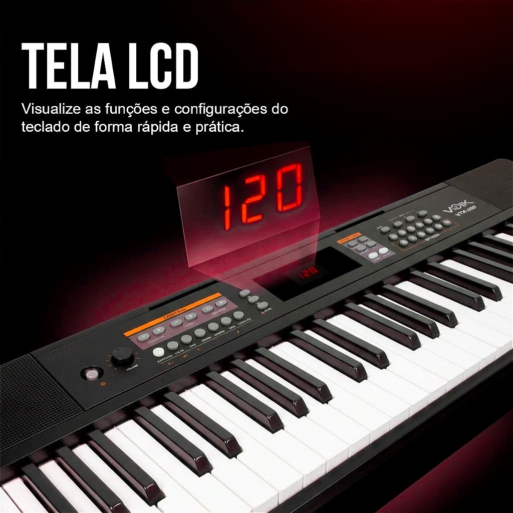 Teclado Musical Piano Digital Iniciante 61 Teclas Voik VTX-450 - VOIK