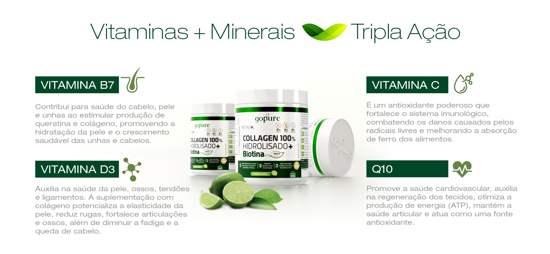 Collagen Biotina Sabor Limão
