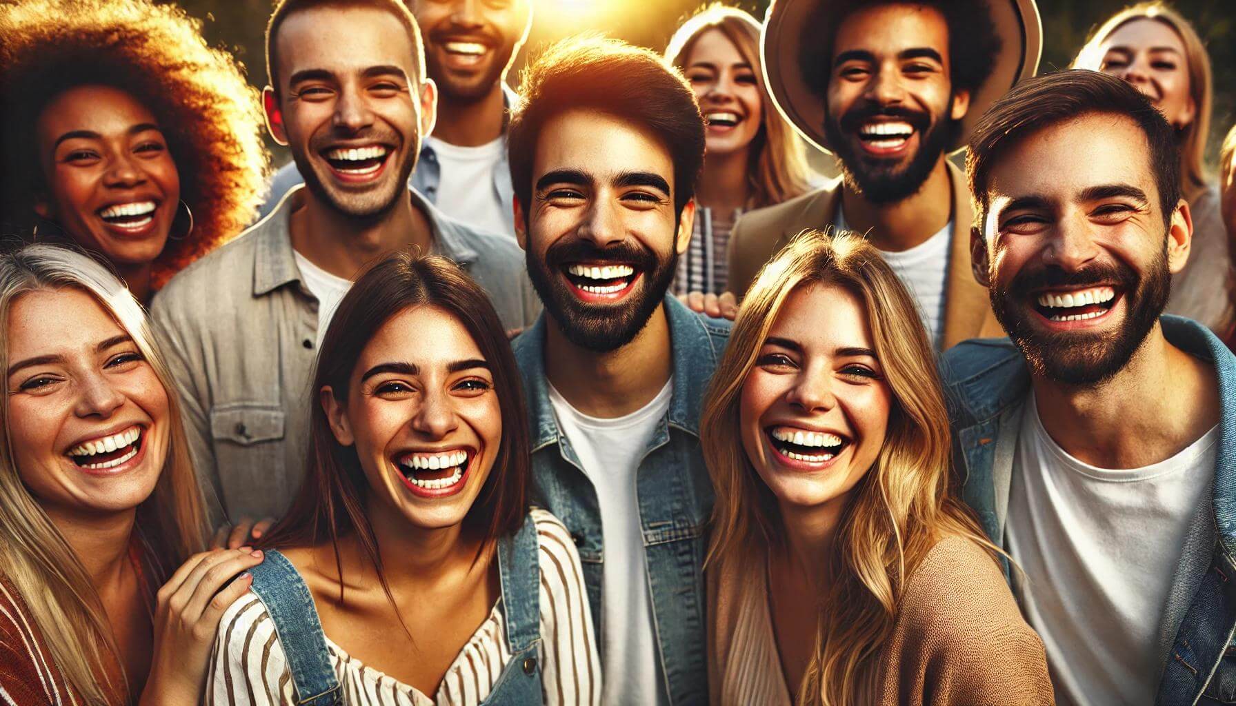 Pessoas sorrindo e se divertindo no Dia Nacional do Riso