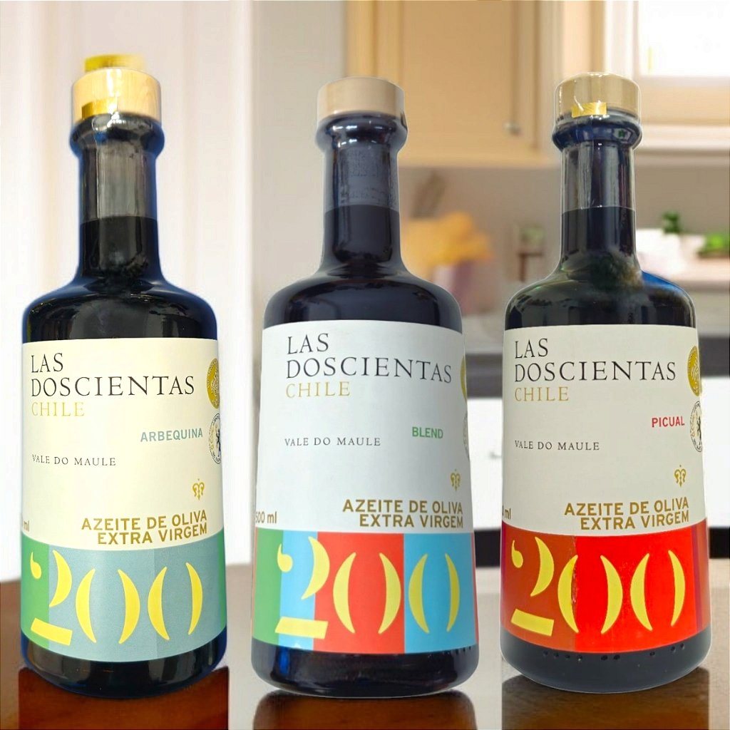 Trio Azeite E.V. Las Docientas Picual Arbequina e Blend Chilenos