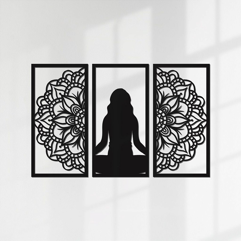 Quadro Decorativo Corte à Laser, modelo MANDALA YOGA - Beek Geek's