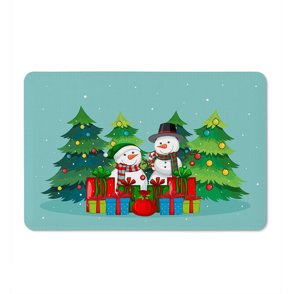 Tapete Porta Banheiro Quarto 60x40cm - Natal Boneco de Neve - Beek
