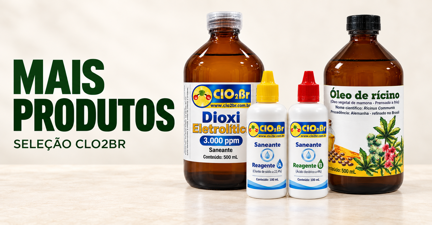 Mais produtos: seleção de produtos CLO2BR