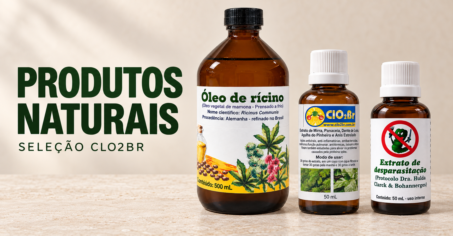 PRODUTOS NATURAIS: seleção de produtos CLO2BR