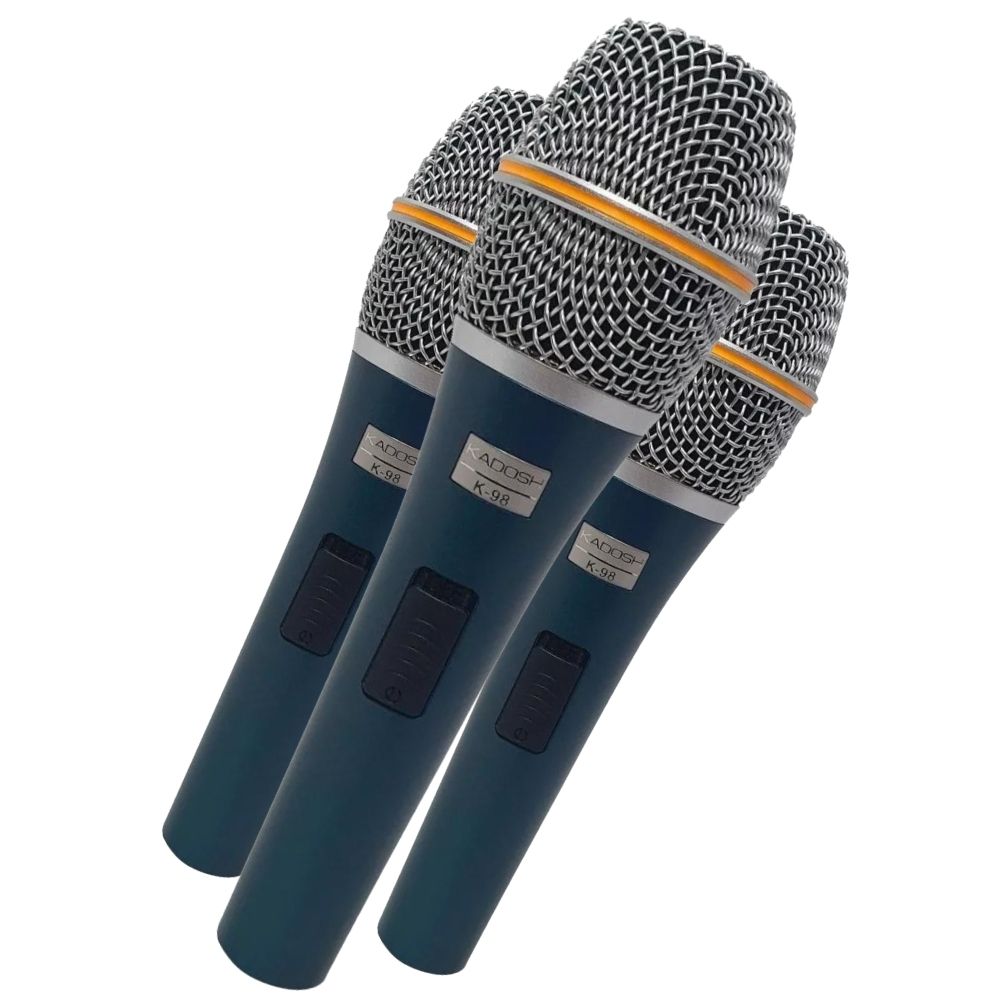 Microfone Kadosh K98 Dinâmico Hipercardióide Kit 3 Unidades