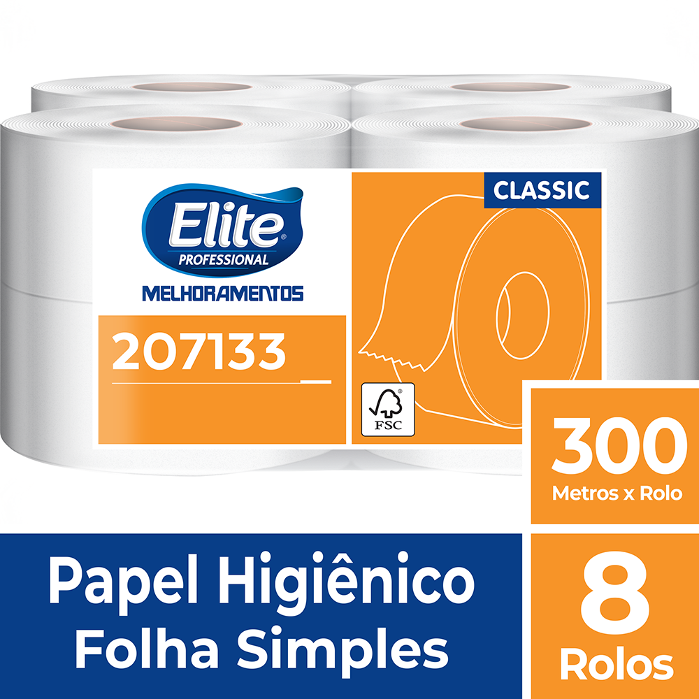 PAPEL HIG ROLO CLASSIC 8X300 MT 207133 - OMNI Distribuidora - (61