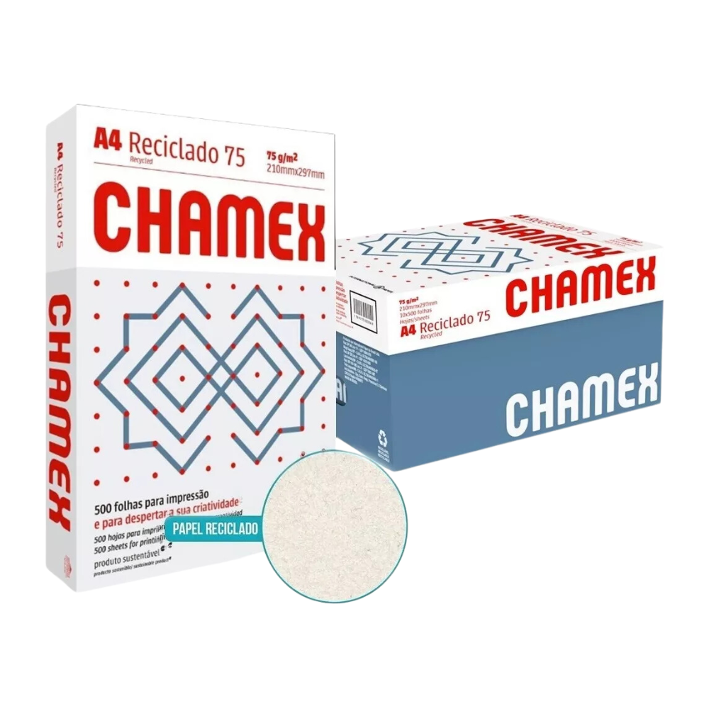 CHAMEX ECO RECIC. A-4 75 GRS 210X297MM 10 UND - OMNI Distribuidora