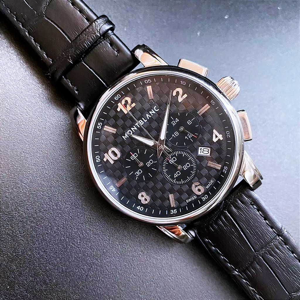 PPulseira para Relógio Compatível com Montblanc Couro Marrom Encaixe 22mm Completa com Fecho