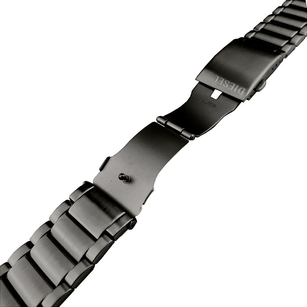 Pulseira para Relógio Compatível com Diesel 26mm em Aço Inoxidável Grafite com Fecho Deployant