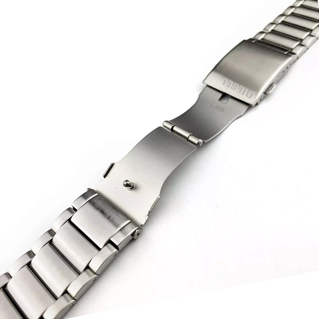 Pulseira para Relógio Compatível com Diesel 26mm em Aço Inoxidável Grafite com Fecho Deployant