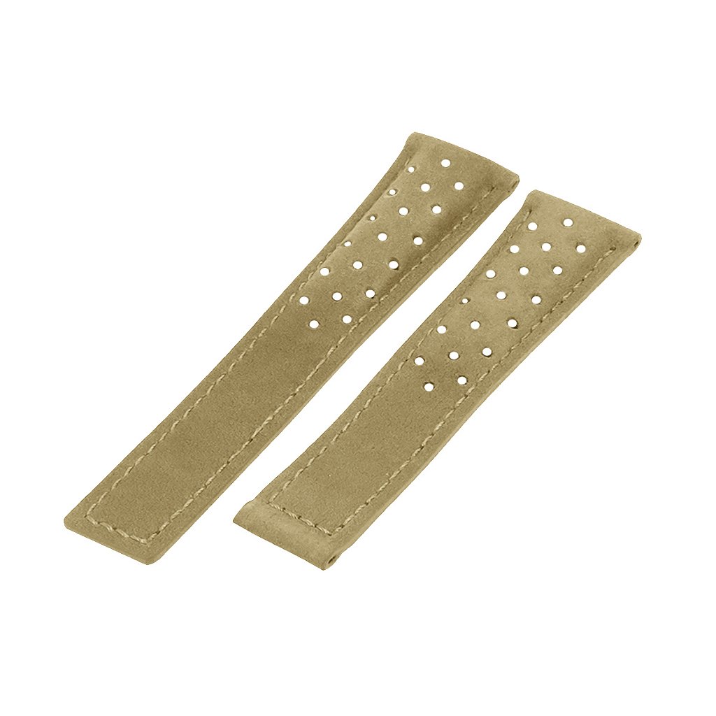 Pulseira para Relógio Compatível com Tag Heuer Carrera Em Camurça Marrom com Costura 24mm/ Fivela 22mm