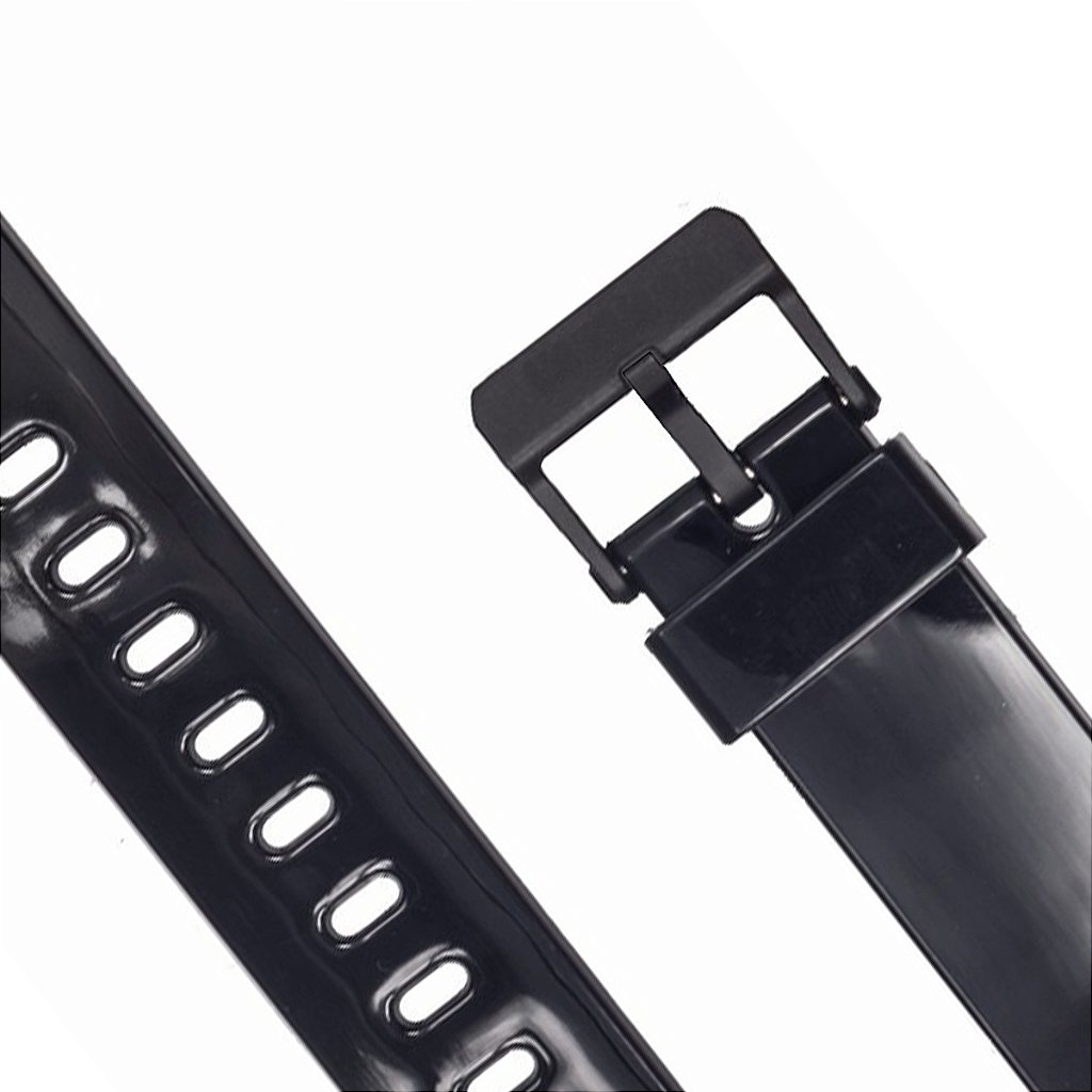 Pulseira para Relógio Compatível com Casio Vintage Illuminator W-215H Borracha Preto Brilhante Completa com Fivela