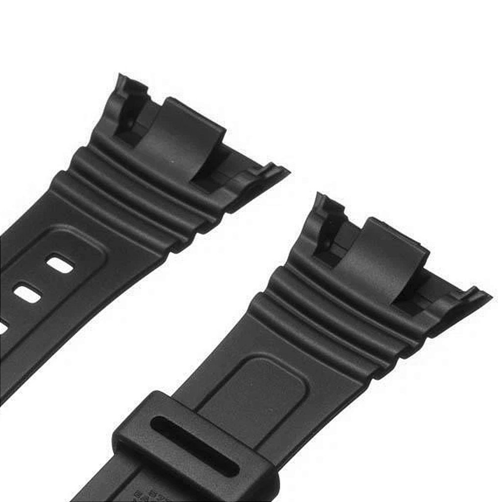 Pulseira para Relógio Compatível com Casio Vintage Illuminator W-96H Borracha Preto Completa com Fivela