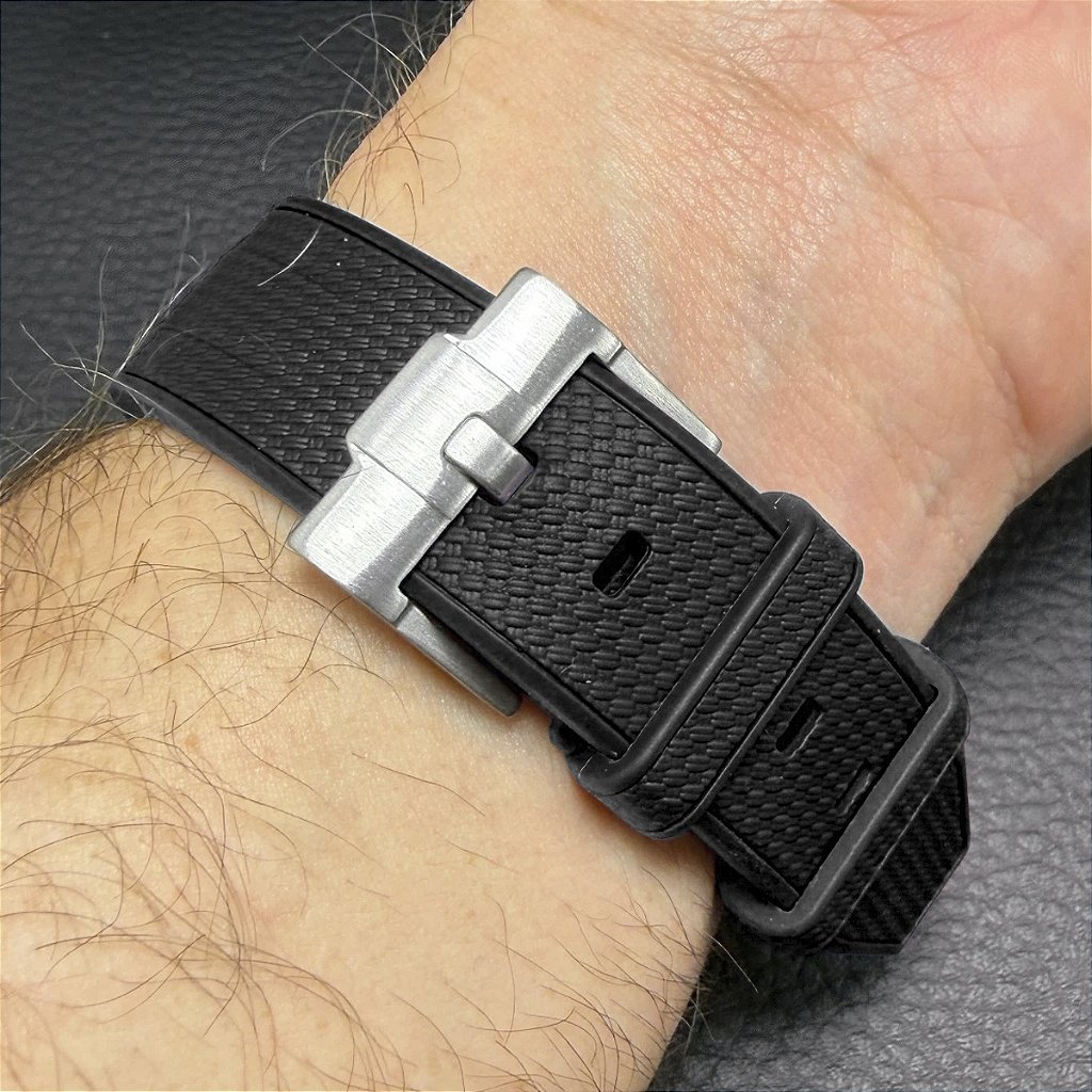 Pulseira para Relógio Compatível com Casio Vintage Illuminator W-96H Borracha Preto Completa com Fivela