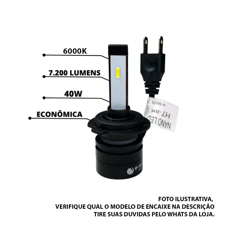 Kit Super Led Nano Encaixe H11 6000K 7200LM E-Tech