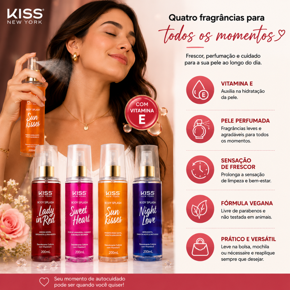 Kit Kiss New York Body Splash: Lady In Red, Sweet Heart, Sun