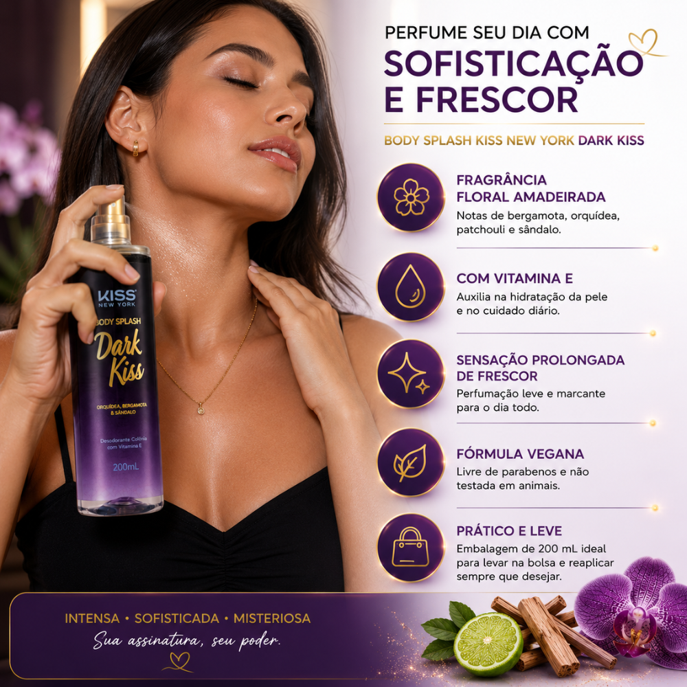 Kit Kiss New York Dark Kiss: 3 Body Spash 200ml - Teruya